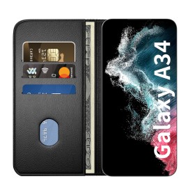 SAMSUNG A34 Funda de libro sin ventana con imán fuerte para tarjetas