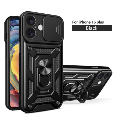 Funda Armadura con Tapa Deslizante iPhone 16 Plus Cámara y Anillo | Wephone Mayorista