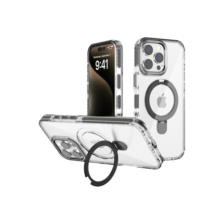Funda Transparente con Soporte Magnético Giratorio 360° para IPHONE...