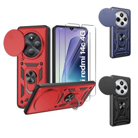 Funda Armadura con Tapa Deslizante Redmi 14C Cámara y Anillo | Wephone Mayorista