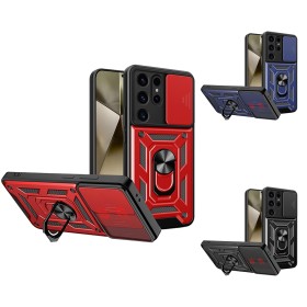 Funda Armadura con Tapa Deslizante Samsung S25 Ultra Cámara y Anillo | Wephone Mayorista