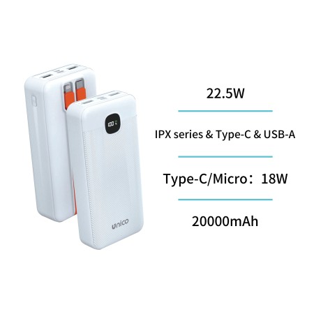 UNICO-PB1726 Power Bank de energía de carga rápida de tira larga co...