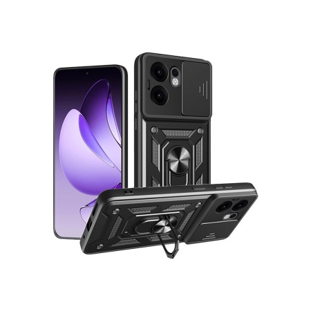 Funda Armadura con Tapa Deslizante Oppo Reno 13F Cámara y Anillo | Wephone Mayorista