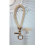 Cuerda de teléfono con cuentas brillantes y placa metálica – elegan...