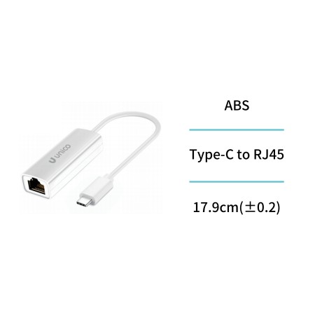 UNICO --AD2802 Adaptador LAN tipo C a RJ45 de 100 M