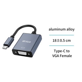 UNICO --AD2207 Cable adaptador tipo C macho a VGA hembra CE
