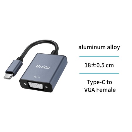 UNICO --AD2207 Cable adaptador tipo C macho a VGA hembra CE