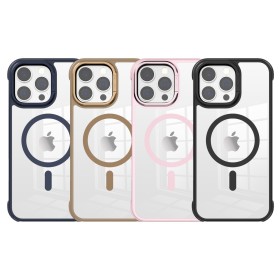 Funda para iPhone 16 Pro Max Transparente con Marco Metálico y MagSafe