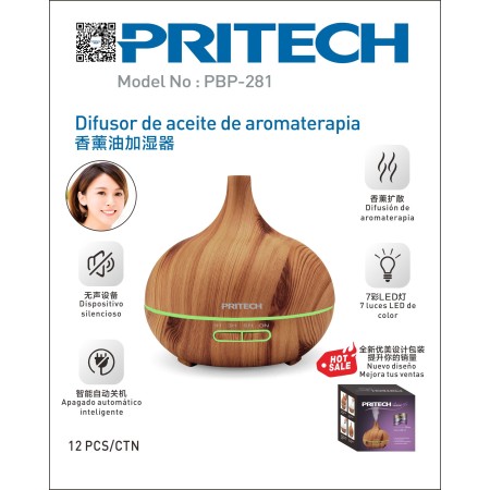 Difusor de Aceite de Aromaterapia con Luces LED y Apagado Automátic...