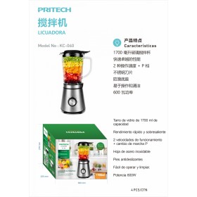 Licuadora con Tarro de Vidrio 1700 ml – 600W, 2 Velocidades PRITECH...