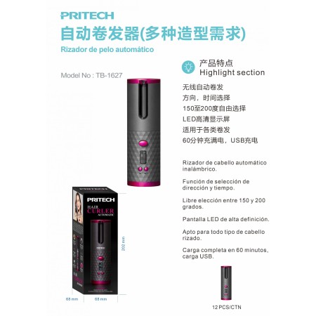 Rizador Automático – Carga USB, Pantalla LED y Control de Temperatu...