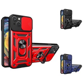 Funda Armadura con Tapa Deslizante iPhone 13 Cámara y Anillo | Wephone Mayorista