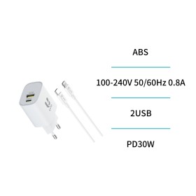 UNICO--HC1454 Cargador Completo 2U A+C PD30W GaN con cable C-L CE C...