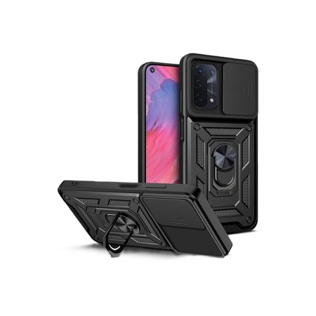 Funda Armadura con Tapa Deslizante Oppo A96 Cámara y Anillo | Wephone Mayorista