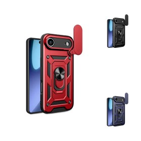 Funda Armadura con Tapa Deslizante iPhone 17 Air Cámara y Anillo | Wephone Mayorista