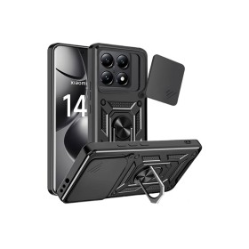 Funda Armadura con Tapa Deslizante Xiaomi 14T Cámara y Anillo | Wephone Mayorista