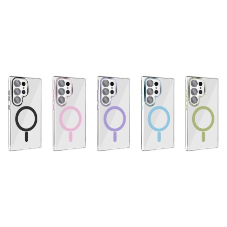 Funda Magsafe Transparente Cubre Camara de Colores Samsung S23 Ultra | Wephone Mayorista