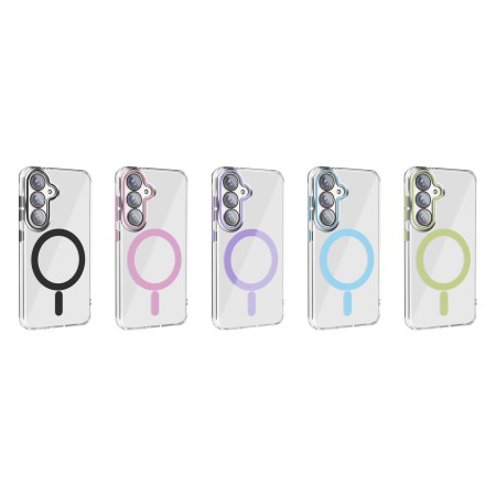 Funda Magsafe Transparente Cubre Camara de Colores Samsung S24 Plus | Wephone Mayorista