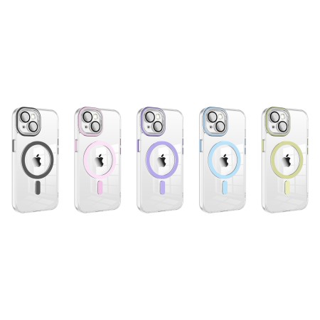 Funda Magsafe Transparente Cubre Camara de Colores iPhone 14 Plus | Wephone Mayorista