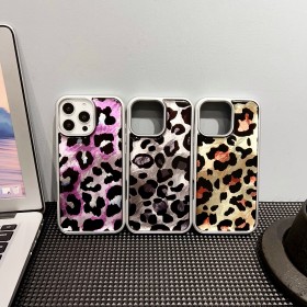 Compra al por Mayor la Funda para iPhone 16 Pro Max con Estampado de Leopardo Brillante con Borde Metálico