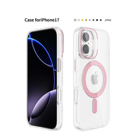 Funda Rígida Transparente Borde Color MagSafe iPhone 17 | Wephone Mayorista
