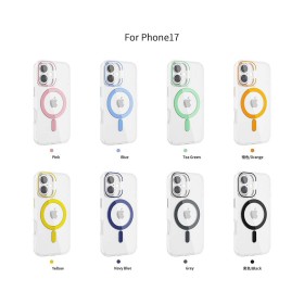 Funda Rígida Transparente Borde Color MagSafe iPhone 17 | Wephone Mayorista