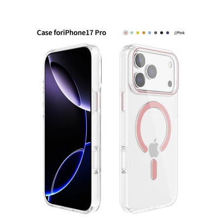 Funda Rígida Transparente Borde Color MagSafe iPhone 17 Pro | Wephone Mayorista