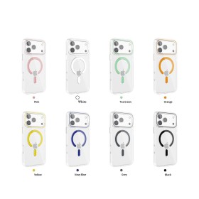 Funda Rígida Transparente Borde Color MagSafe iPhone 17 Pro Max | Wephone Mayorista