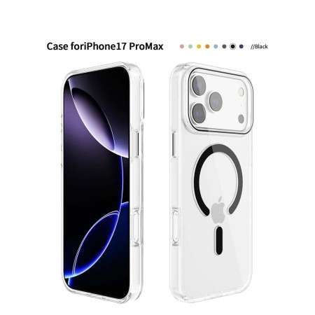 Funda Rígida Transparente Borde Color MagSafe iPhone 17 Pro Max | Wephone Mayorista