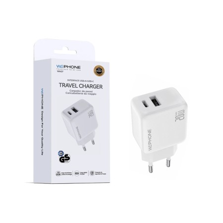 Cargador rápido Wephone WA07 20W GaN Doble Puerto USB-A + USB-C | Mayorista de accesorios móviles en España