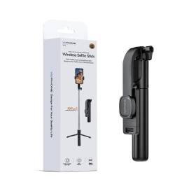 Palo selfie Bluetooth retráctil 107 cm con trípode y control remoto | Mayorista de accesorios móviles en España