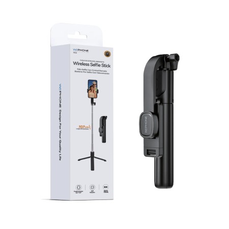 Palo selfie Bluetooth retráctil 107 cm con trípode y control remoto | Mayorista de accesorios móviles en España