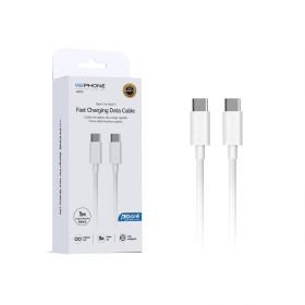 Cable de datos USB-C a USB-C 3A 1 m | PD60W | PVC OD3.8 blanco | Mayorista de accesorios móviles en España