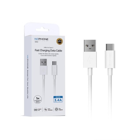 Cable USB-A a Type-C 3.4A 1 m | PVC OD3.8 | Mayorista de accesorios móviles en España