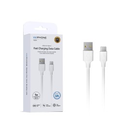 Cable de datos y carga rápida USB-A a Type-C 3A 1M Blanco | Mayorista de accesorios móviles en España