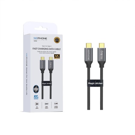 Cable USB-C 3.1 Gen2 100W 1,5 m | 10Gbps y 4K@60Hz | Trenzado negro  | Mayorista de accesorios móviles en España