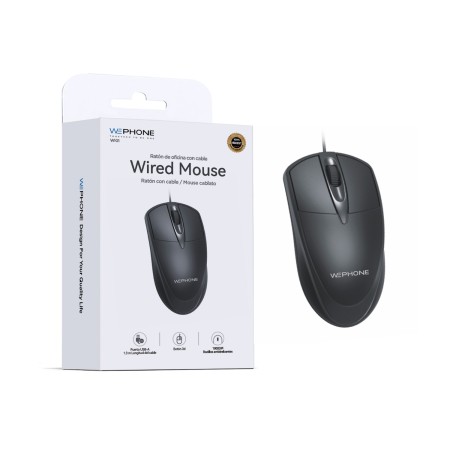 Ratón con cable ergonómico 3D 1000 DPI USB-A | Diseño profesional y duradero | Mayorista de accesorios móviles en España