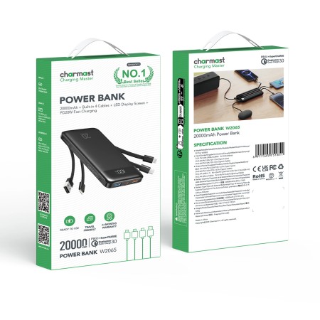 Charmast 20.000 mAh 4-in-1 | PD 20 W + LED | W2065