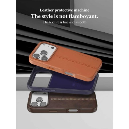 Funda de Cuero PULOKA Costura Vertical para iPhone 17 Pro Max | Wephone Mayorista