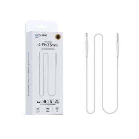Cable Audio 4-Pin 3,5 mm Wephone WG17 1 m Blanco | AUX para coche, altavoces y auriculares