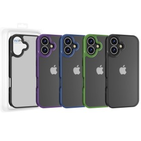 Funda Mate Metal iPhone 16 Plus Marco Metálico Antihuellas | Wephone Mayorista