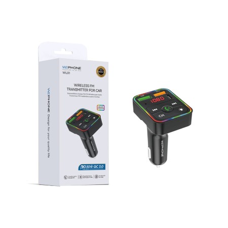 Transmisor FM Bluetooth Coche con Luces + Carga Rápida | WL01
