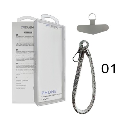 Correa de muñeca con diamantes para móvil con mosquetón | Wephone Mayorista