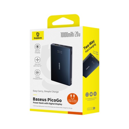 Baseus PicoGo Power Bank - Cargador portátil 10000mAh 20W - pantalla digital y cargar rápido
