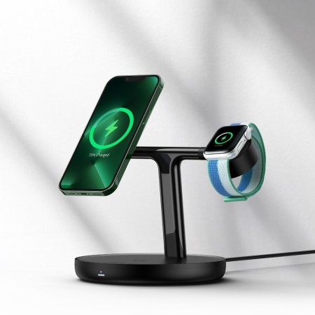 Cargador Inalámbrico Baseus 3 en 1 Magnético 15W | iPhone, Watch y Auriculares Qi