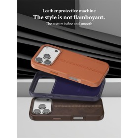 Funda de Cuero PULOKA Costura Vertical iPhone 17 Pro | Wephone Mayorista