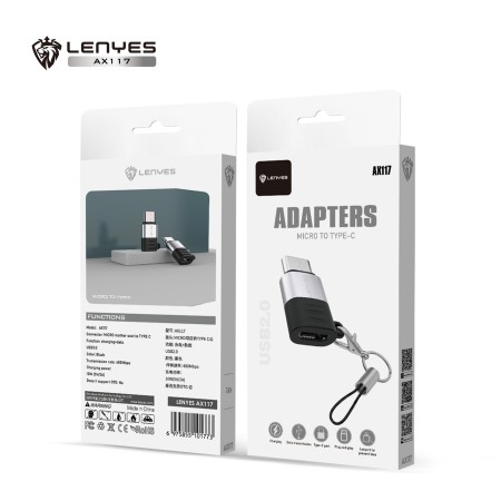 Adaptador OTG Lenyes AX117 Micro USB a USB-C | Carga 10W y Datos