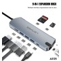 adaptador multipuerto Hub USB-C 9 en 1 Lenyes AX125 | 4K HDMI, Ethernet y PD 100W