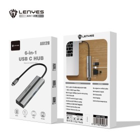 Hub USB-C 6 en 1 Lenyes AX128 | HDMI 4K, SD/TF y PD 60W