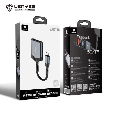 Lector de Tarjetas SD/TF USB-C Lenyes AX137-TC | Transmisión de Datos